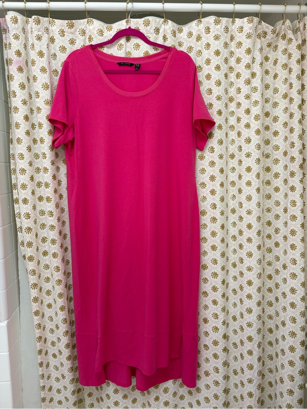 H by Halston Bright Fuchsia Scoop Neck Tee Dress